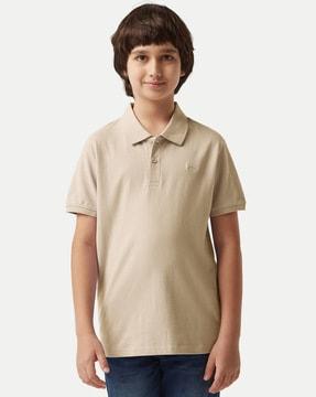 boys regular fit polo t-shirt with logo embroidery