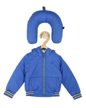 boys regular fit puffer jacket with neck cushion