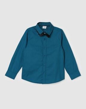 boys regular fit shirt with cuffed sleeves