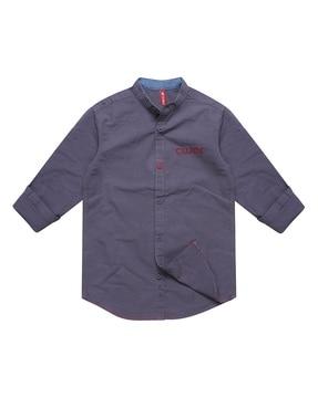 boys regular fit shirt with logo embroidery