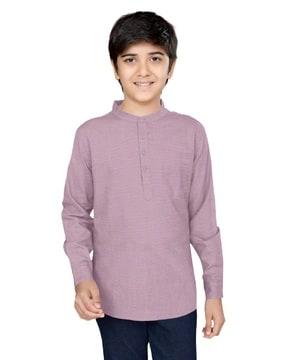 boys regular fit shirt with mandarin collar