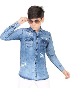 boys regular fit shirt with patch pocket