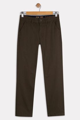 boys regular fit solid chinos - sepia