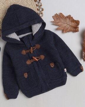 boys ribbed hoodie with welt pockets