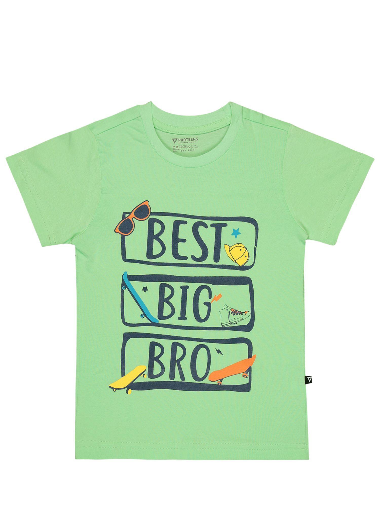 boys round neck half sleeves t-shirt green