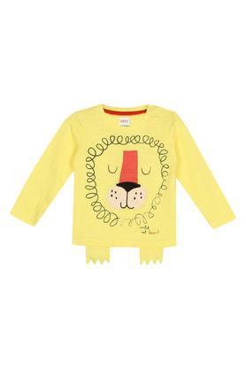 boys round neck printed tee - yellow