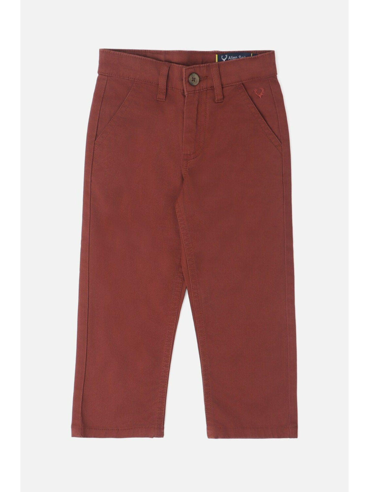 boys rust slim fit solid trousers