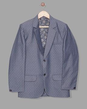 boys self-design blazer with welt pockets