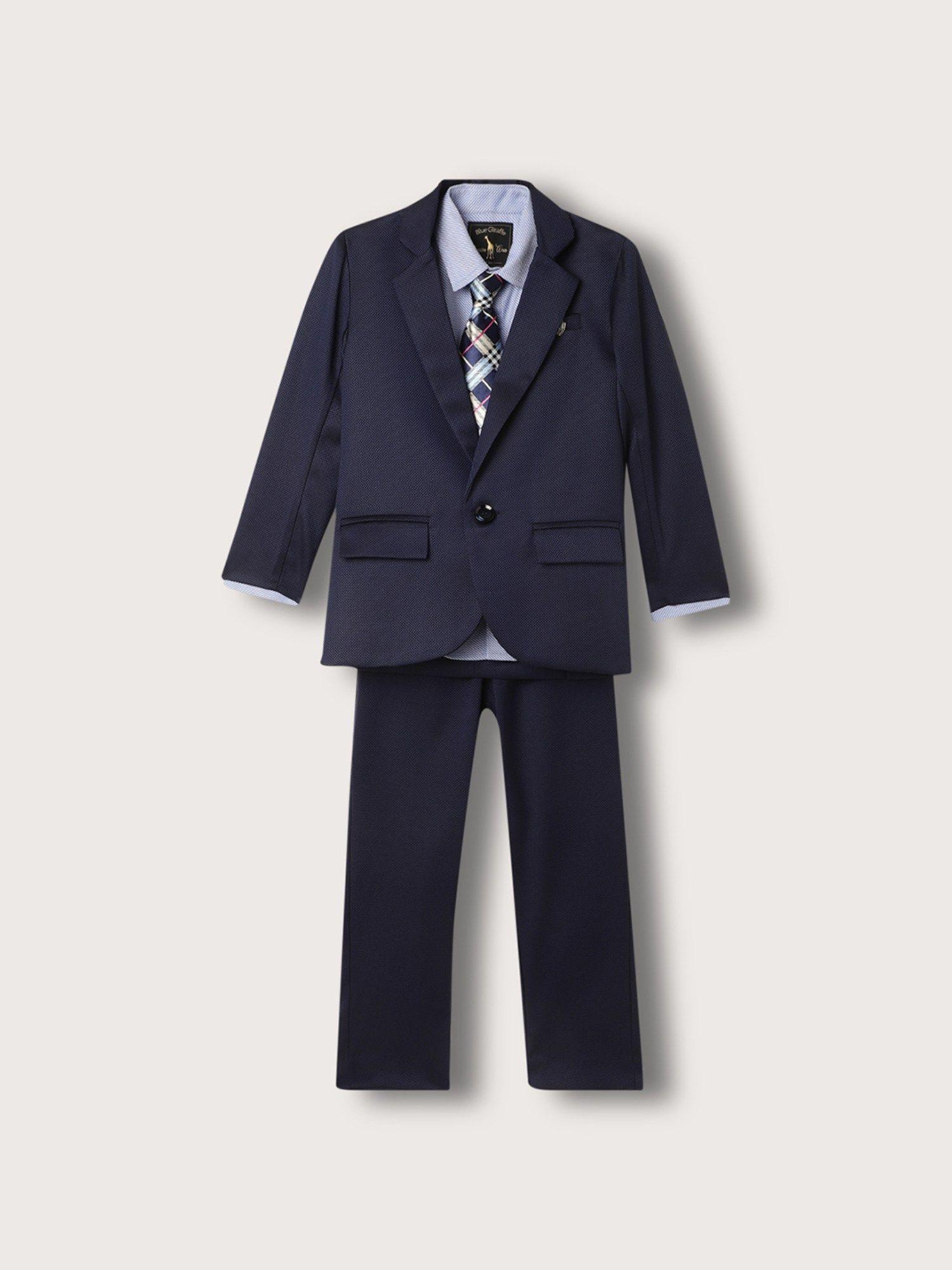 boys single-breasted shirt blazer and trouser with tie suit (set of 4)