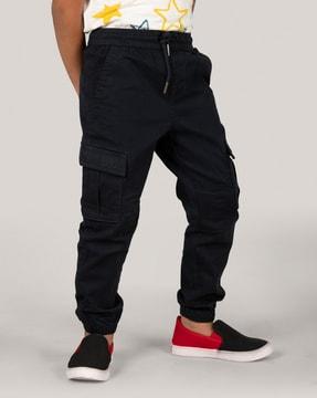 boys slim fit cargo pants with elasticated drawstring waist