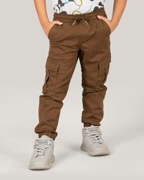 boys slim fit cargo pants with elasticated drawstring waist