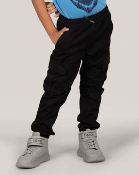 boys slim fit cargo pants with elasticated drawstring waist