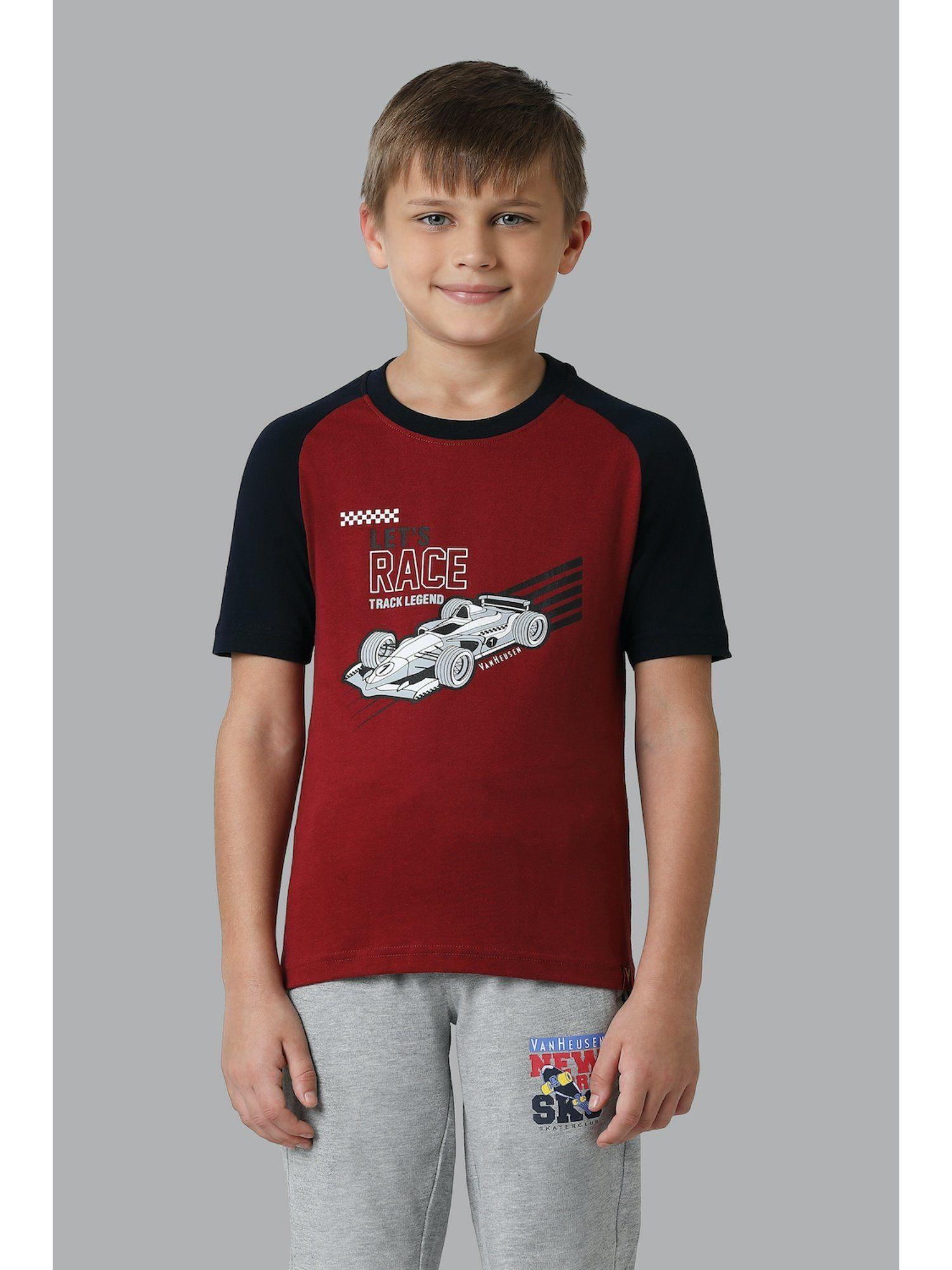 boys smart tech & easy stain release t-shirt - burgundy