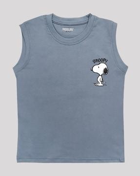 boys snoopy dog print relaxed fit crew-neck t-shirt