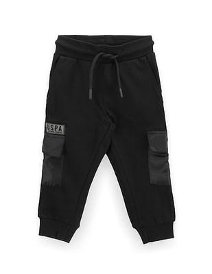 boys solid cotton joggers