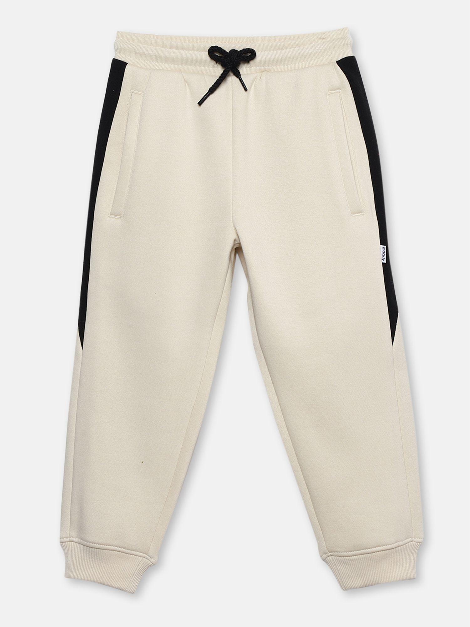 boys solid joggers pants off white
