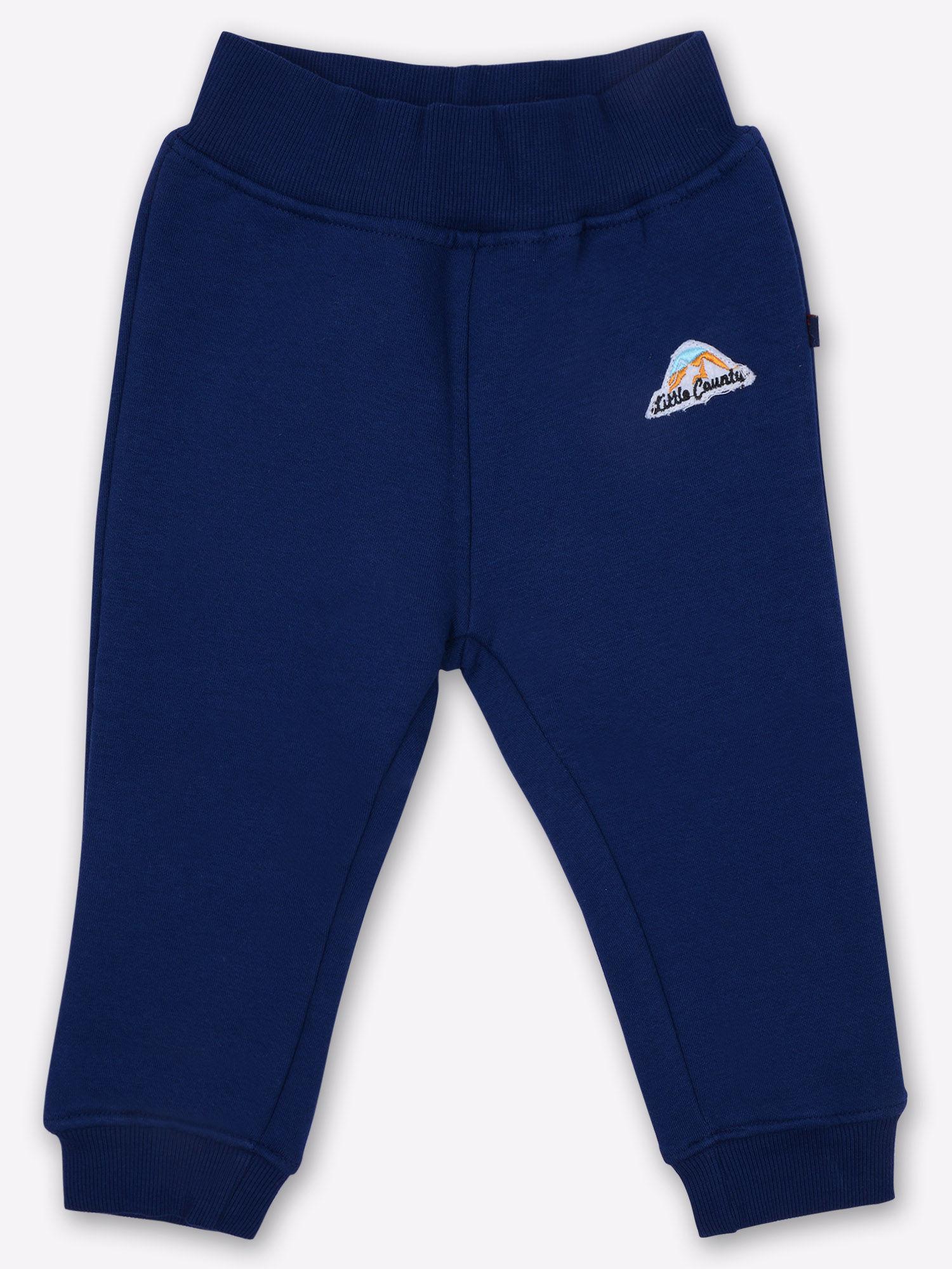 boys solid joggers track pant - navy blue