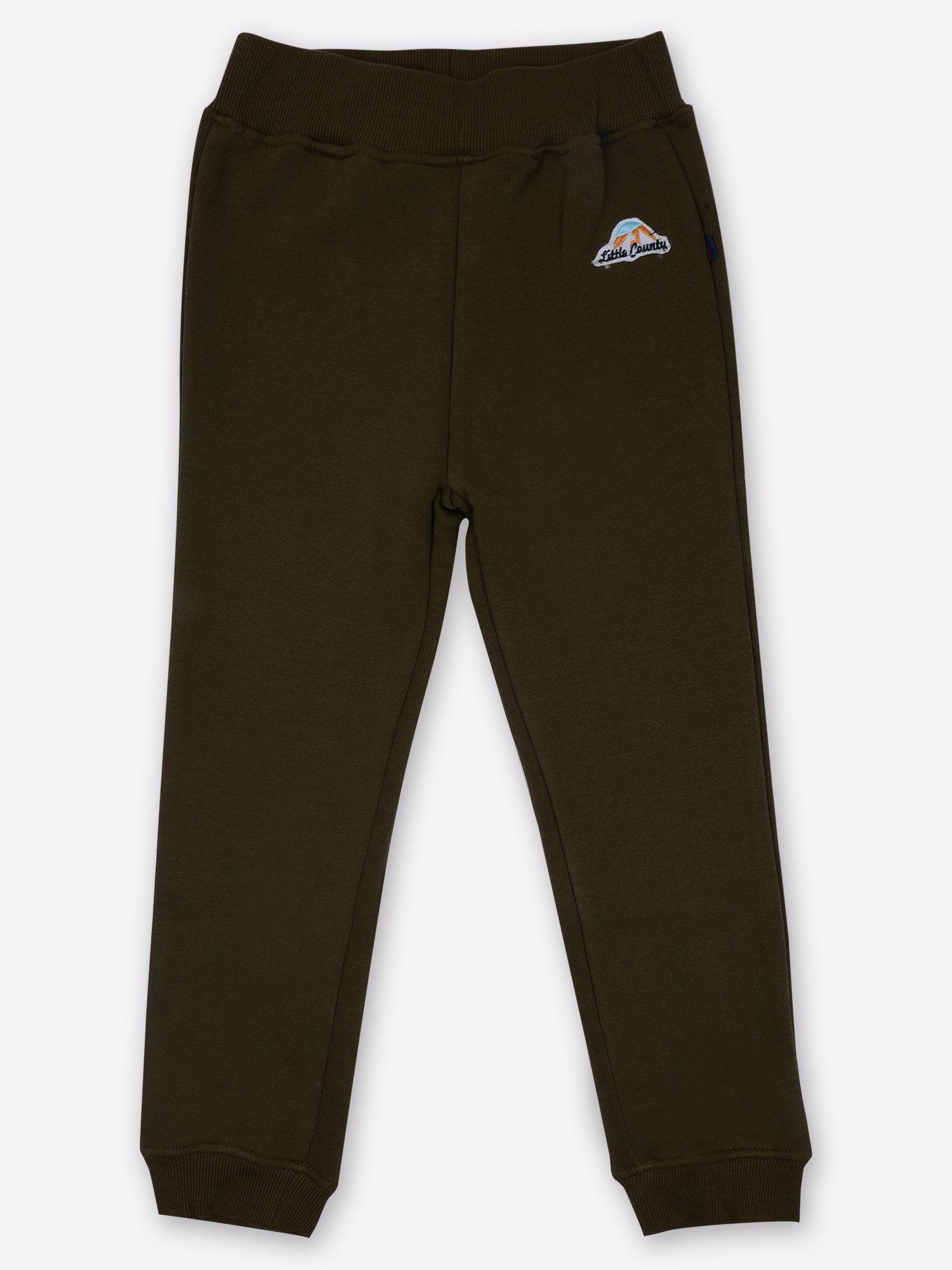 boys solid joggers track pant - olive