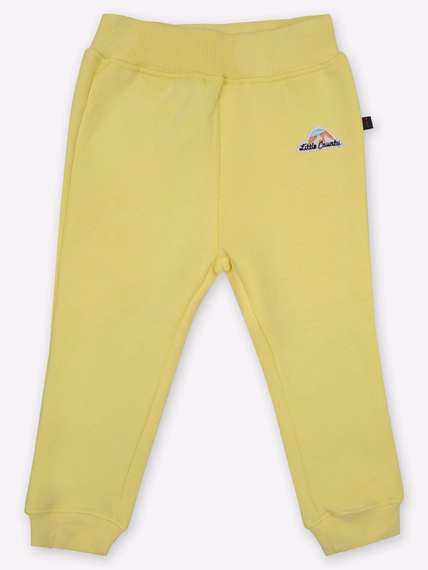 boys solid joggers track pant - yellow
