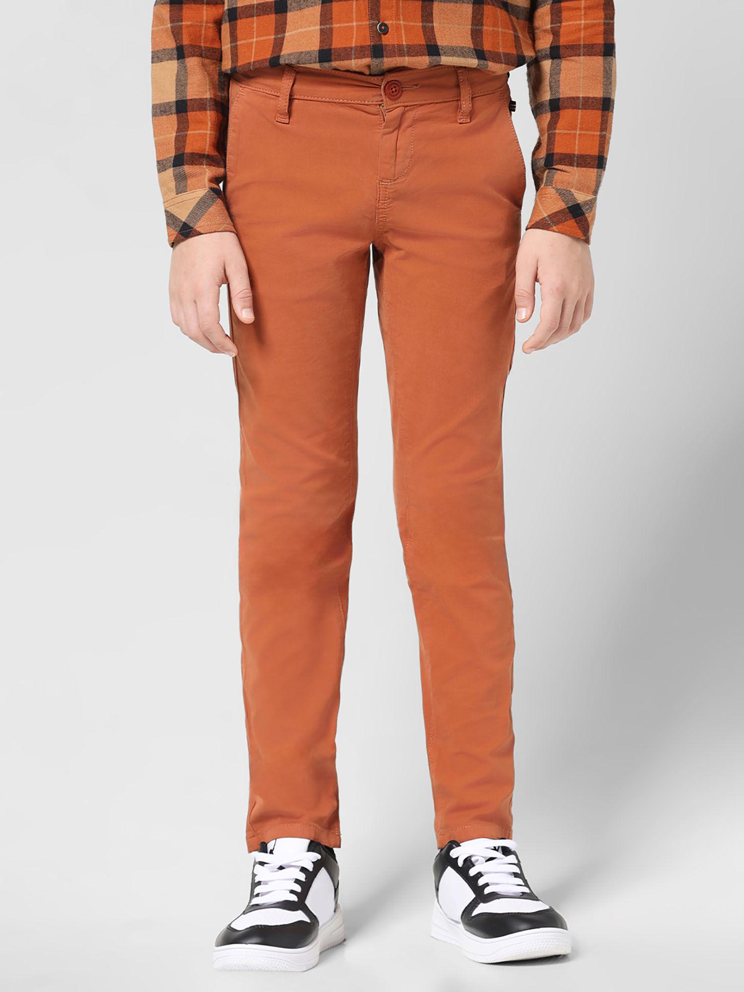 boys solid orange trousers