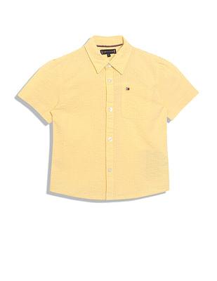 boys solid seersucker shirt