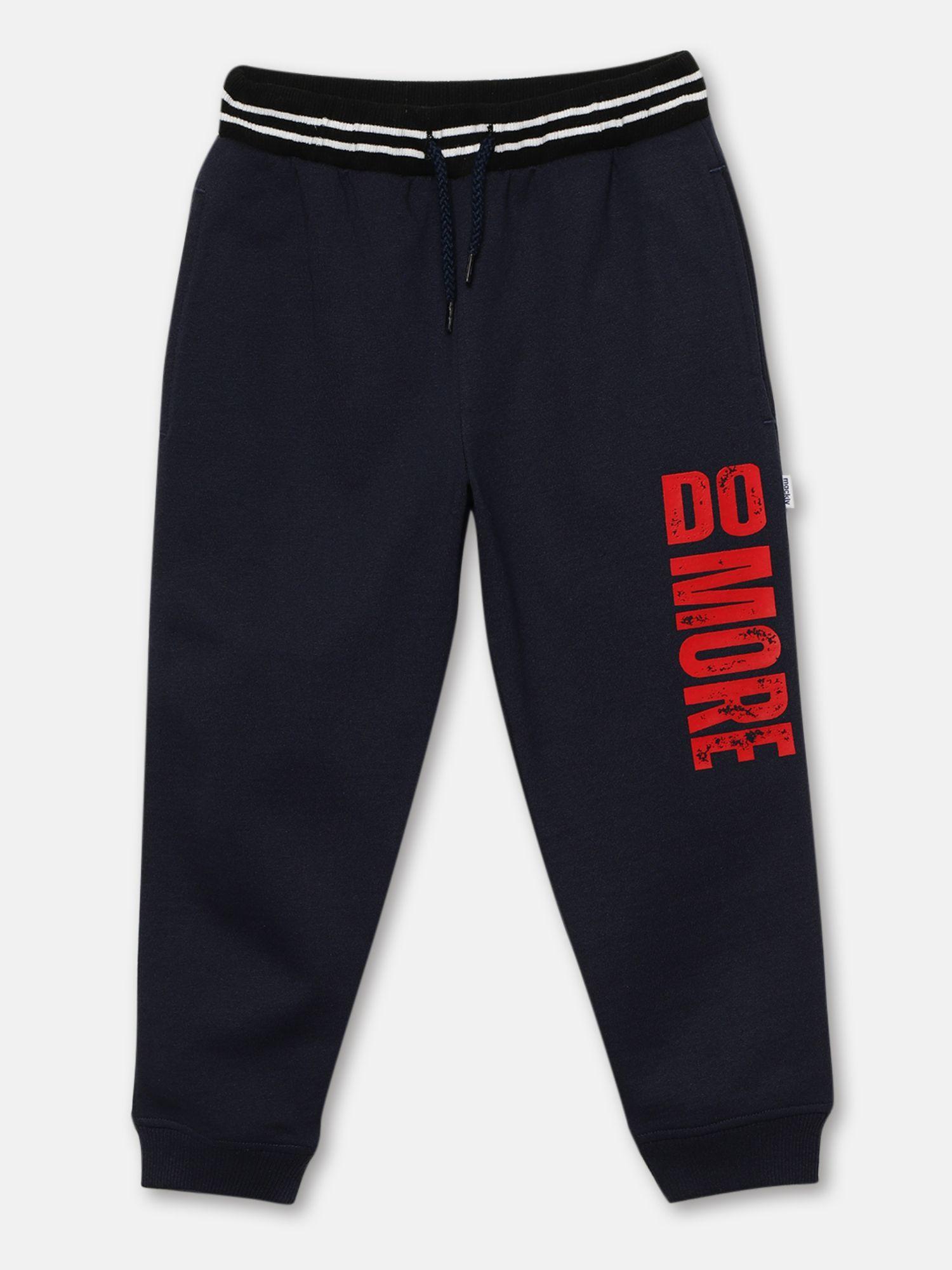 boys solid winter joggers pants navy blue