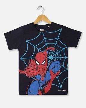 boys spider-man print regular fit crew-neck t-shirt