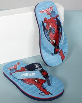 boys spider man print thong-strap flip-flops