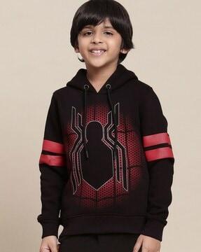 boys spider man printed regular fit hoodie