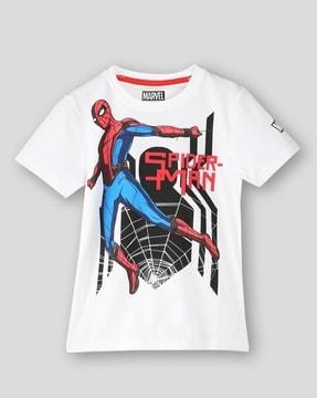 boys spiderman print relaxed fit round-neck t-shirt