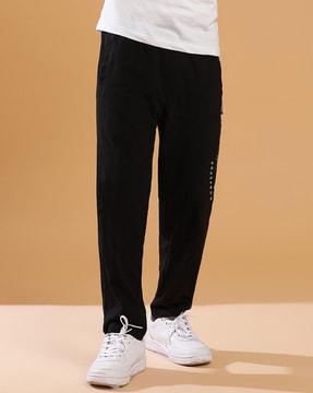 boys straight fit track pants with drawstring waist