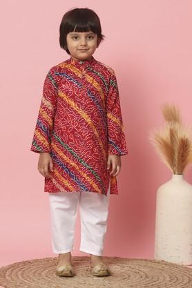 boys straight style cotton fabric kurta and pyjama - maroon