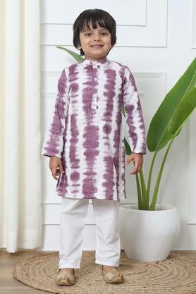 boys straight style cotton fabric kurta and pyjama - purple