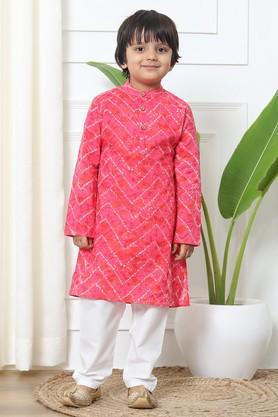 boys straight style cotton fabric kurta pyjama - pink