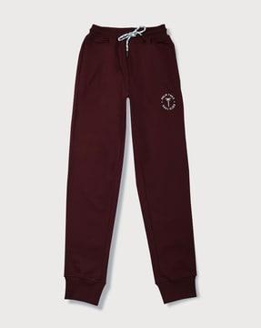 boys straight track pants with elasticated drawstring waist