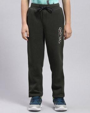 boys straight track pants with typographic print