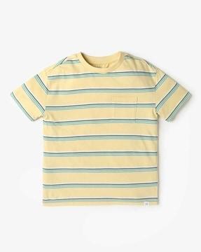 boys striped crew-neck t-shirt with patch pocket