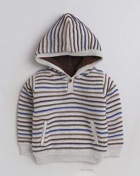 boys striped hoodie with insert pockets