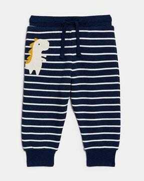 boys striped joggers with patch pocket