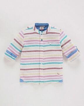 boys striped regular fit cotton shirt