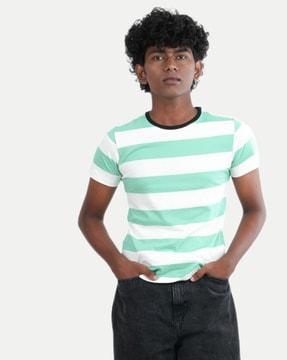 boys striped regular fit round-neck t-shirt