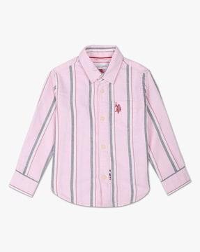 boys striped regular fit shirt