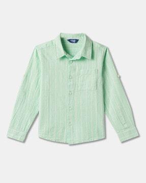 boys striped relaxed fit shirt with patch pocket