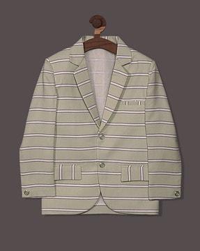 boys striped single-breasted blazer with notched lapel