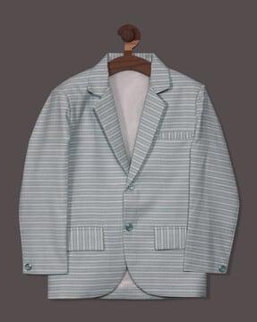 boys striped single-breasted blazer with notched lapel