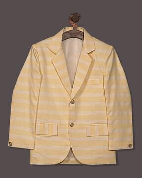 boys striped single-breasted blazer with notched lapel