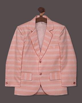 boys striped single-breasted blazer with notched lapel