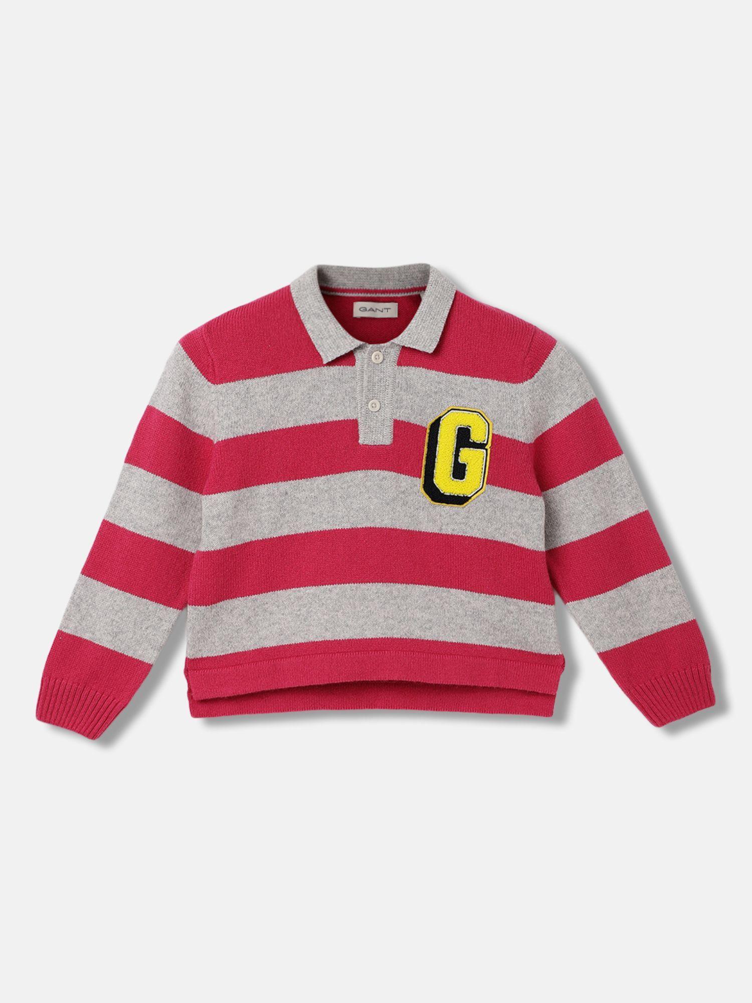 boys stripes spread collar full sleeve sweater