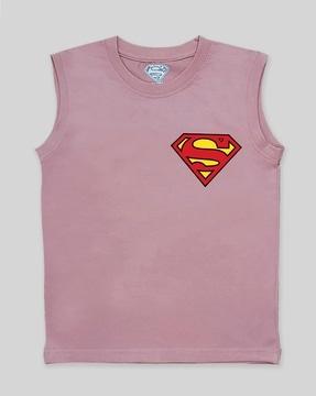 boys superman print regular fit crew-neck t-shirt