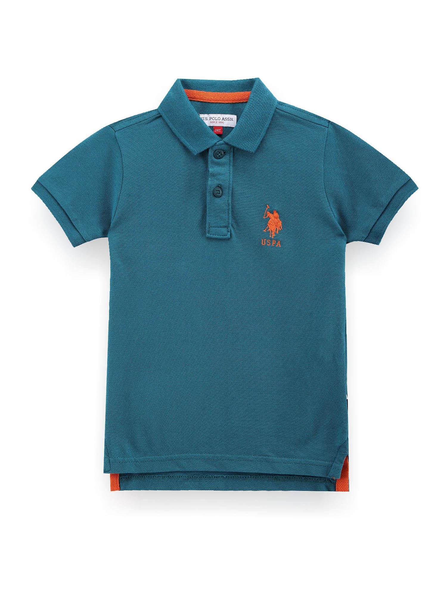 boys teal cotton pique polo t-shirt